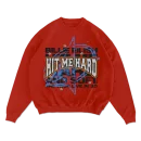 Billie Eilish Live In 3D Embroidered Star Red Crewneck