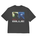 Billie Eilish Dual Photo Washed Black Tee-Shirt Front