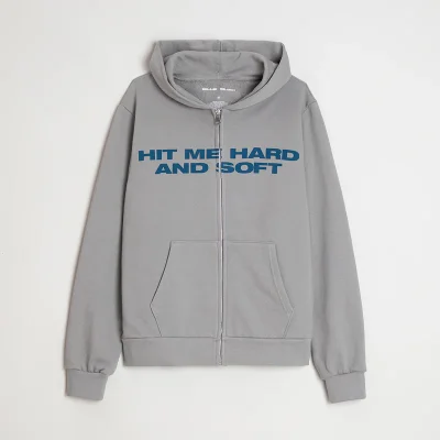 Billie Eilish Grey Zipper Hoodie Front
