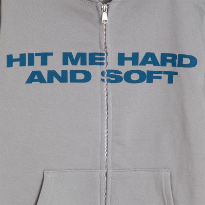 Billie Eilish Grey Zipper Hoodie Front Design