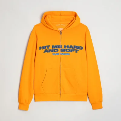 Billie Eilish TOUR Orange Date back Zip Up Hoodie Front