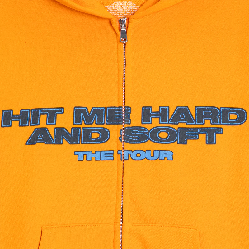 Billie Eilish TOUR Orange Date back Zip Up Hoodie Front Design