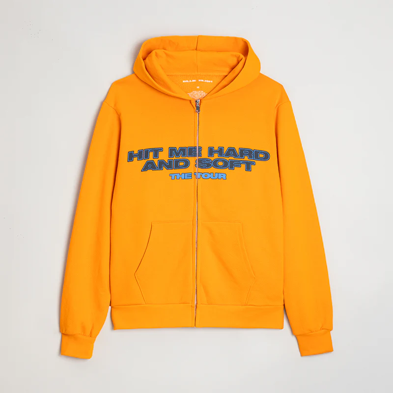 Billie Eilish TOUR Orange Date back Zip Up Hoodie Front
