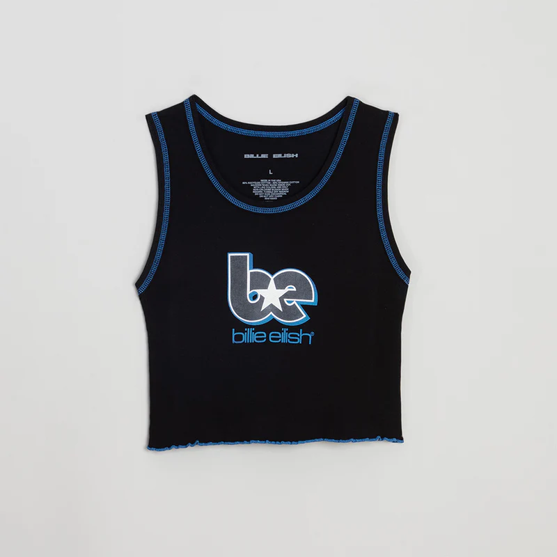 BE CONTRAST LETTUCE EDGE TANK TOP FrontBE CONTRAST LETTUCE EDGE TANK TOP Front