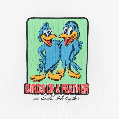 BIRDS OF A FEATHER WHITE TANK TOP Front Design