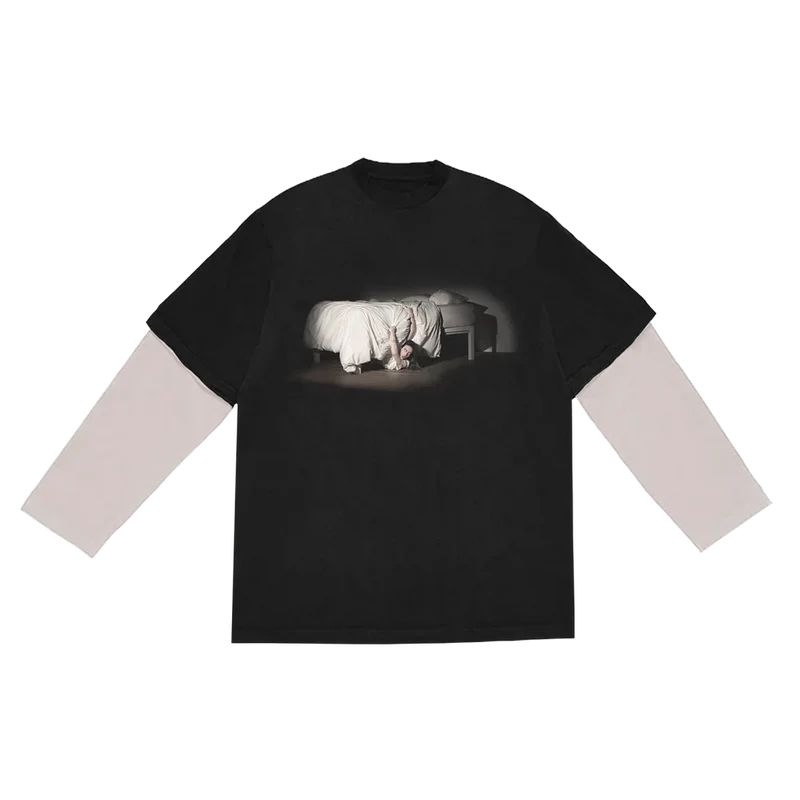 Billie Eilish Anniversary Layered Ls Black Tee Shirt Front