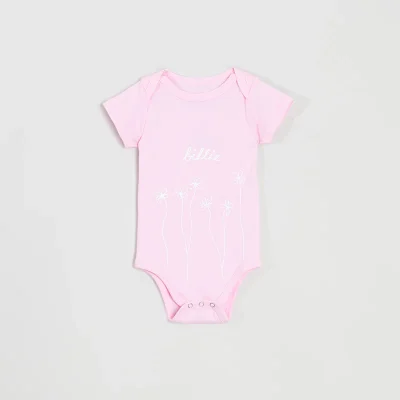 Billie Eilish Blooms Organic Pink Onesie Front