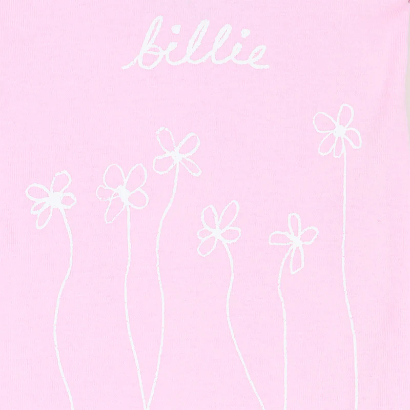 Billie Eilish Blooms Organic Pink Onesie Front Design