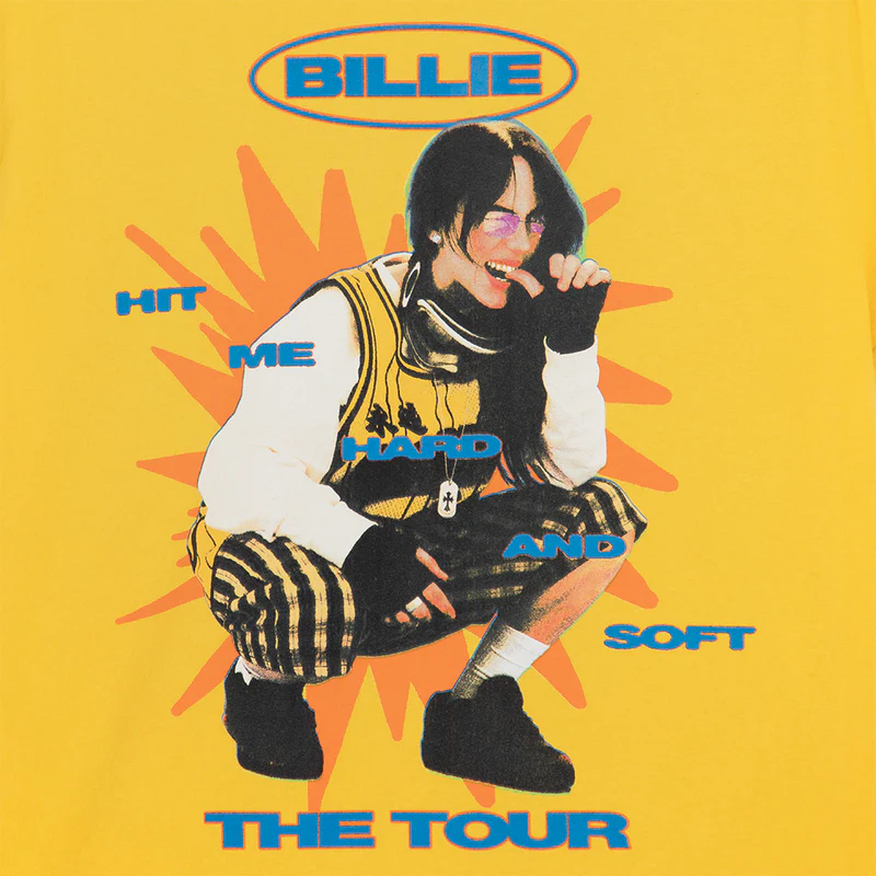 Billie Eilish Color Burst TOUR Gold Tee-Shirt Front Design