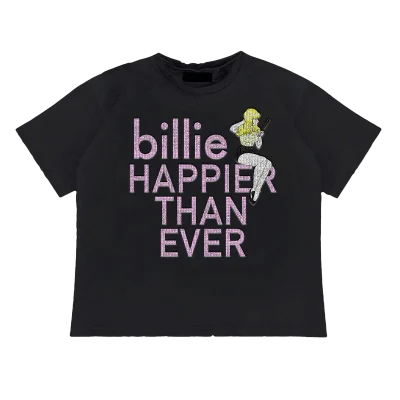 Billie Eilish Pretty Boy Rhinestone Tee - Shirt Front