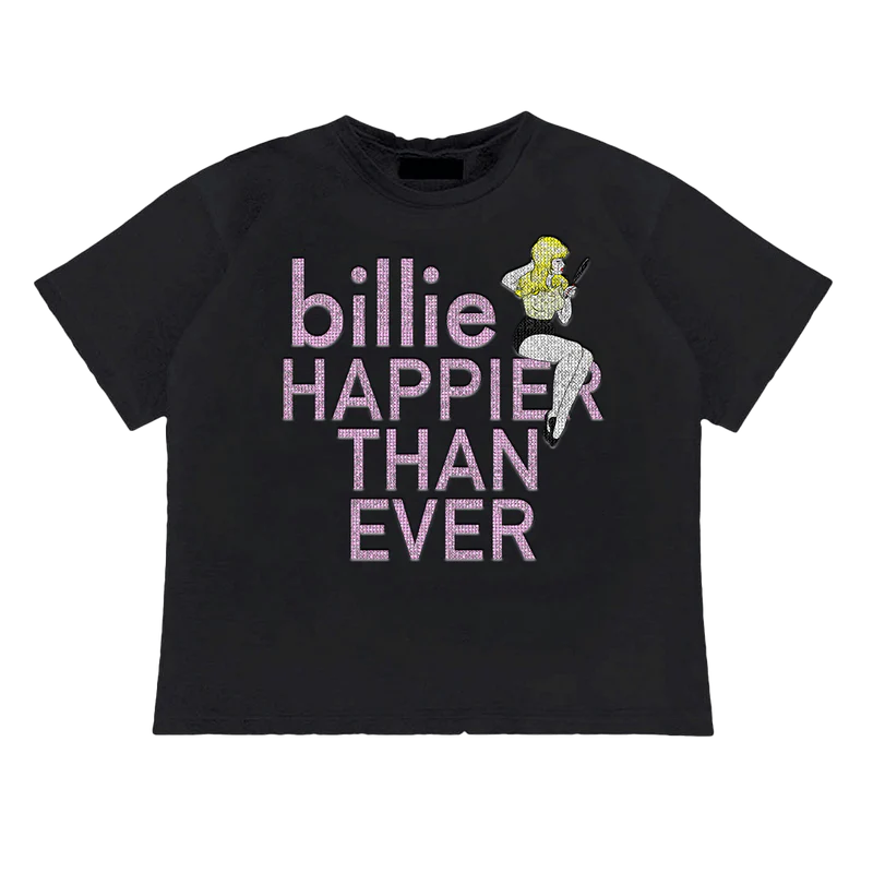 Billie Eilish Pretty Boy Rhinestone Tee - Shirt Front