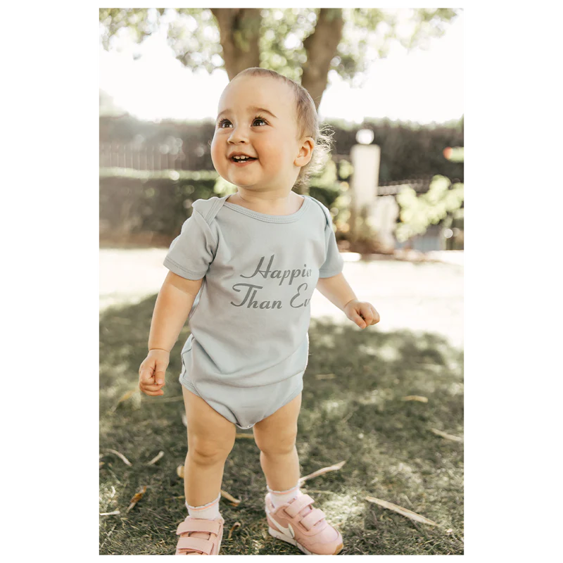 Happier Than Ever Organic Blue Onesie