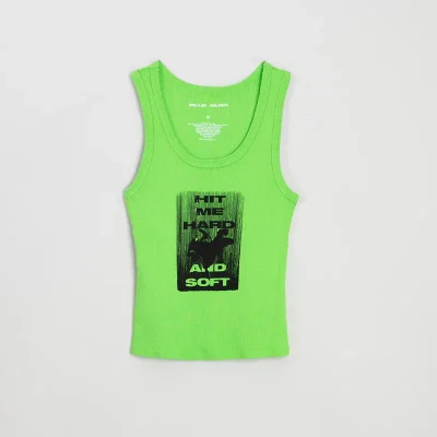 Hit Me Hard And Soft Green Crop Tank Top Front