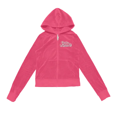 Billie Eilish x Barbie Velour Jacket pink front